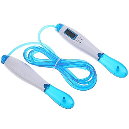 PowerLead Pjum M001 Jump Rope Adjustable Skipping Speed Ropes with Calorie and Jump Counter Fitness & Exercise Sets Jump Rope