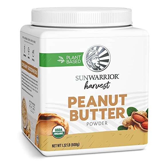 Peanut Butter Powder | All Natural Peanut Butter Powder Reduced Fat No Sugar Added Low Calories Low Fat Non GMO Soy Free Gluten Free | 600g tub (50 SRV) Organic Harvest by Sunwarrior