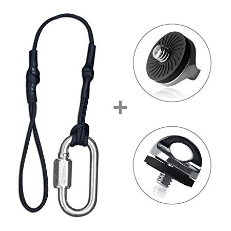 Camera Tether for DSLR Strap & 2 Pieces Quick Install Metal Screw for Neck Strap/Neck Sling Strap Holder for Canon/ Nikon/ Camera,Konsait Camera Tripod Mount Screw with Camera Strap Safety Tether