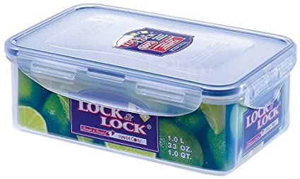 Lock & Lock Rectangular Storage Container - Clear/Blue, 1 L