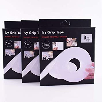 Finex Ivy Grip Tape - Reusable, Removable, Washable for Your Walls, Furniture,Secure Anything Removable Washable The Reusable Multi-Functional Anti-Slip Double Sided Sticky Strips Strong
