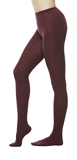Women's Winter Cotton Cable Knit Sweater Footed Tights