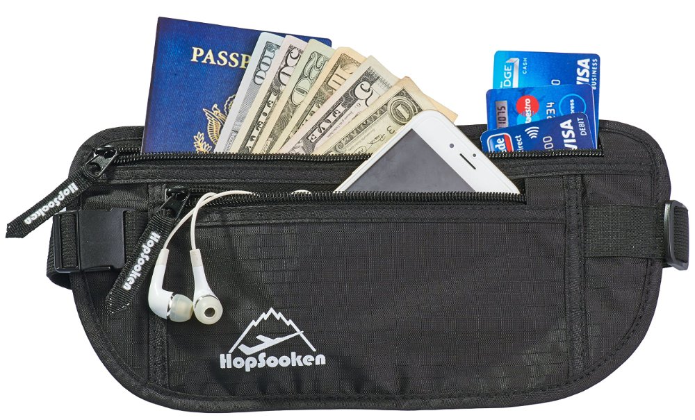 Hopsooken Travel Money Belt Waist Pack for Running and Cycling Rfid Comfortable Durable and Lightweight Hidden Travel Passport Wallets