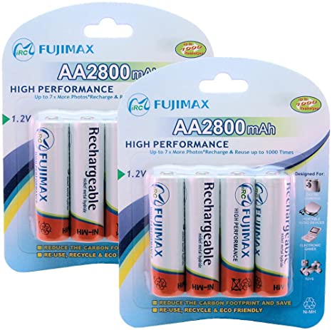Fujimax 2800 mAh AA Rechargeable batteries 8 pack