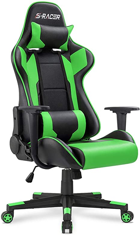Homall Office High Back Computer PU Leather Desk PC Racing Executive Ergonomic Adjustable Swivel Task Chair with Headrest and Lumbar Support, Green