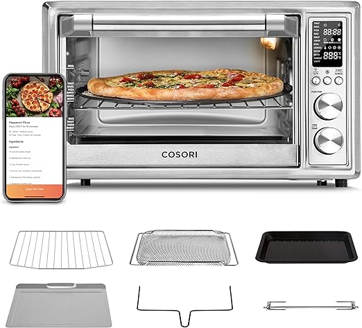 COSORI Toaster Oven Air Fryer Combo, 13-in-1, Smart 32QT Convection Oven Countertop, Christmas Gifts, 100 Recipes&6 Accessories, 9 Slice Toast, 13''Pizza, with Rotisserie Toast and Bake, CS130-CFH