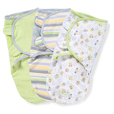 Summer Infant SwaddleMe Adjustable Infant Wrap, Busy Bees, 3 Count