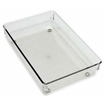 InterDesign Linus Organiser Tray, Large Plastic Drawer Insert, Works Well as Accessories Organiser, Clear