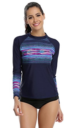 ATTRACO Women's Long Sleeve Rash Guard Shirt Athletic Swim Top Sun Guard UPF 50