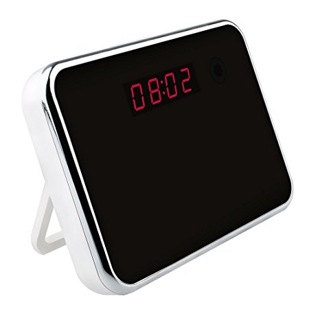 Beenwoon Spy Camera Alarm Clock Full HD Loop Video Recorder Motion Detection Surveillance Hidden Camera Nanny Cam (White, Upgraded)