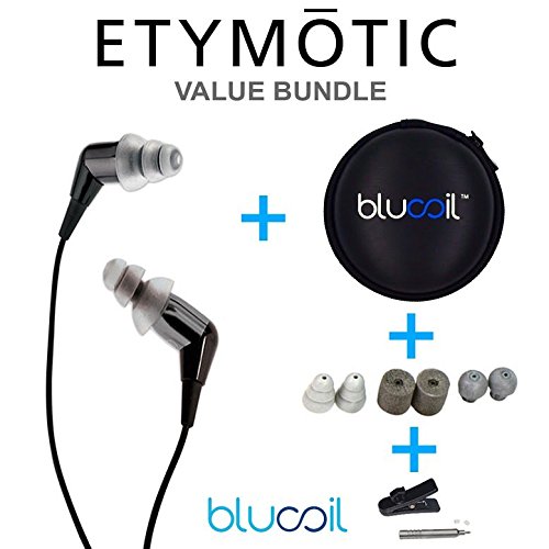 Etymotic Research MC5 Noise Isolating In-Ear Earphones Black PLUS Blucoil Hard Case for Earphones