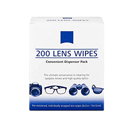 Lens Cleaning Wipes, Pre Moistened Cleansing Cloths Great for Eyeglasses, Tablets, Camera Lenses, Screens, Keyboards and Other Delicate Surfaces - 200 Individually Wrapped Wipes