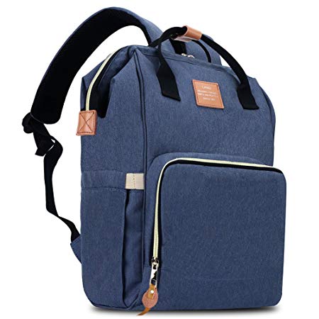 HaloVa Diaper Bag Multi-Functional Portable Travel Backpack Nappy Bags for Baby Care, Water-resistant, Large Capacity, Stylish and Durable, Leather Tag, Dark Blue