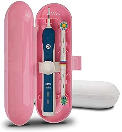 Plastic Electric Toothbrush Travel Case for Oral-B Pro Series, 2 packs (White&Pink) …