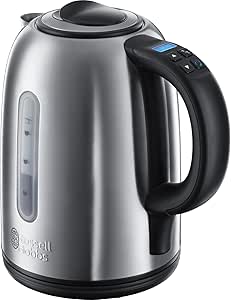 Russell Hobbs Electric Kettle (For Hot Water, Tea or Coffee, 1.7L, Brushed stainless steel, Quiet boil & digital temperature technology, Perfect pour) Digital Quiet Boil 21040