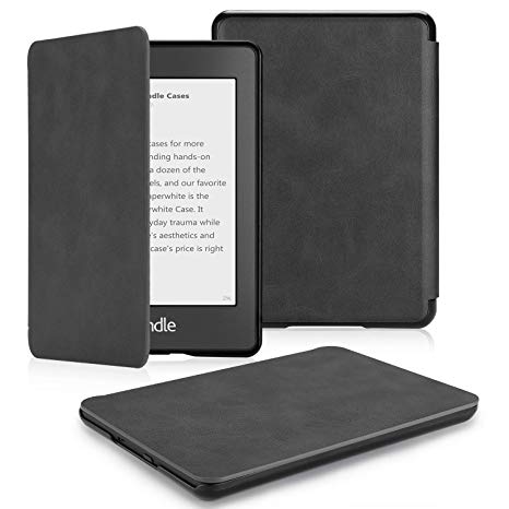 OMOTON Kindle Paperwhite Case (10th Generation-2018), Smart Shell Cover with Auto Sleep Wake Feature for Kindle Paperwhite 10th, Ink Black