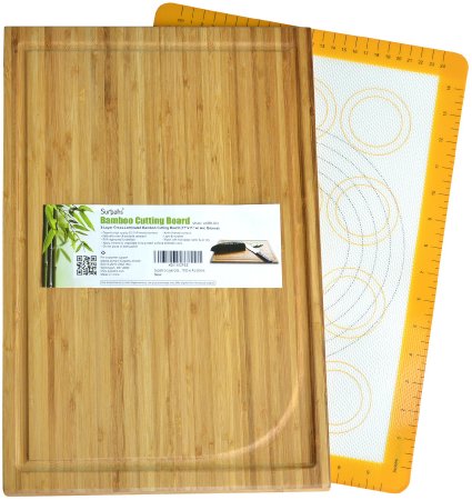 Surpahs 2 In 1 Bamboo Cutting Board, Groove, Non-Slip