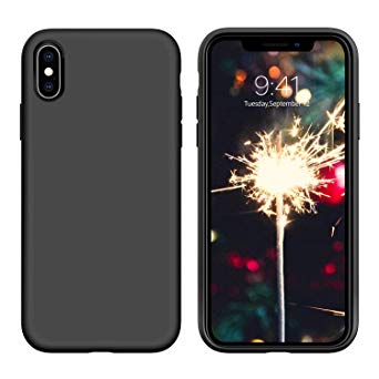 iPhone Xs Max Case Silicone, iPhone Xs Max 6.5 Case, DUEDUE Liquid Silicone Gel Rubber Slim Soft Cover with Microfiber Cloth Lining Cushion Full Body Protective Phone Case for iPhone XR Max 6.5” for Women Girls, Black