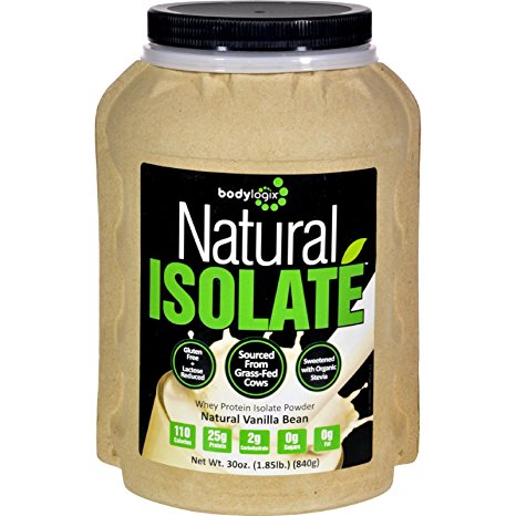 Bodylogix Isolate Powder - Whey Protein Powder - Natural Vanilla Bean - 840 gm - Gluten Free - 25g Protein - 0g Sugar