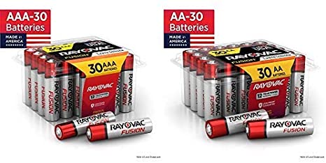 Rayovac Fusion Combo Pack 30x AA and 30x AAA Batteries (60Count), Premium Alkaline Double A and Triple A Batteries