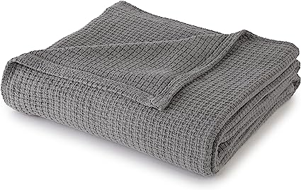 Sun Yin USA Inc. 100% Cotton Soft Twin King Blanket, Grey