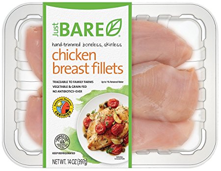 Just BARE Chicken, Hand-Trimmed Boneless, Skinless Chicken Breast Fillets, 0.88 lb