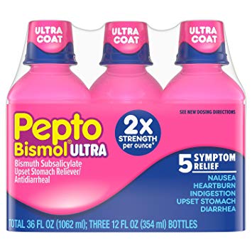 Pepto Bismol Liquid Ultra for Nausea, Heartburn, Indigestion, Upset Stomach, and Diarrhea Relief, 12 Floz, 3 Pack