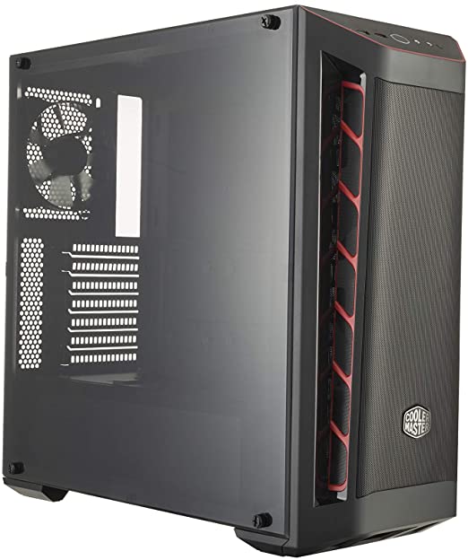 Cooler Master MasterBox MB511 ATX Mid-Tower w/Front Mesh Ventilation, Front Side Red Accent Mesh Intake & Transparent Acrylic Side Panel