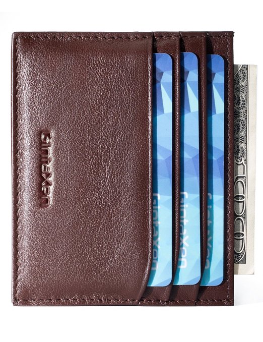 Slim Nappa Leather Credit Card Holder Front Pocket Wallet with RFID Blocking