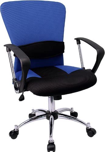 Flash Furniture Mid-Back Blue Mesh Swivel Task Office Chair with Adjustable Lumbar Support and Arms, BIFMA Certified