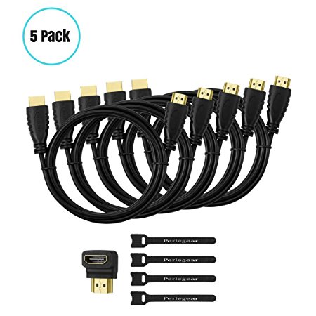 HUANUO HDMI Cable 5 Pack, Saves You Money & Delivers Dazzling Quality! 6ft HDMI Cables Are More Durable, 90 Degree Adapter Fits Into Tight Spaces! Ideal Length & Connects Everything, Best HDMI Cables!