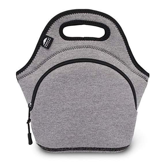 Neoprene Lunch Bag For Women, Men & Kids (M, Darkgrey/Black) | Extra Thick 5 mm Insulation Keeps Your Lunch Box Delicious For Hours | Washable | Soft Cotton | Extra Pocket | YKK zippers