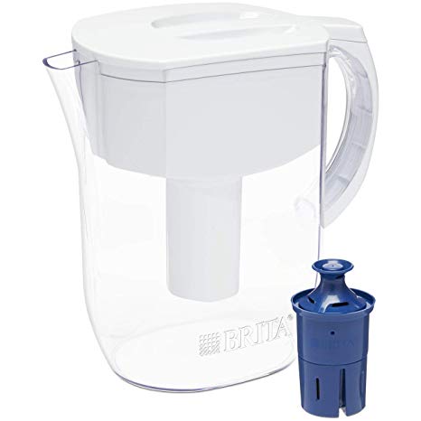 Brita Pitchers 060258355093 Brita Water Pitcher with 1 Longlast Filter, BPA Free-Everyday, Large 10 Cup, White