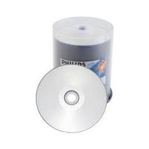 100 Philips 16X DVD-R 47GB Silver Inkjet Hub Printable