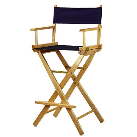 Casual Home 30" Director's Chair Natural Frame-with Navy Canvas, Bar Height