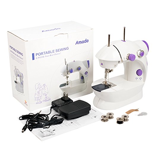 Portable Sewing Machine, Amado Professional Handheld Sewing Machine with Adjustable 2-Speed Double Thread