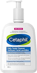 Cetaphil Daily Facial Cleanser Fragrance Free (473ml) - Deep Cleansing Face Wash, Ideal for Normal to Combination to Oily Skin, Dermatologist Tested