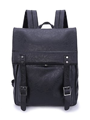 SIMPLE POCKET PU Leather Casual Backpack