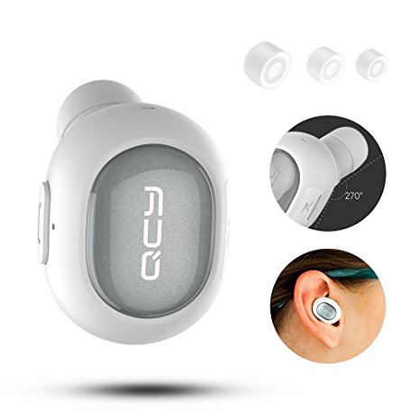 Wireless Earphone,Evershop Invisible Mini Bluetooth Headset Earbuds Headphones with Microphone Hands-Free Calls for iPhone 7/6s/6s Plus,iPad Pro,Galaxy S6 Edge,S7/S7 Edge Android Smart Phone (White)