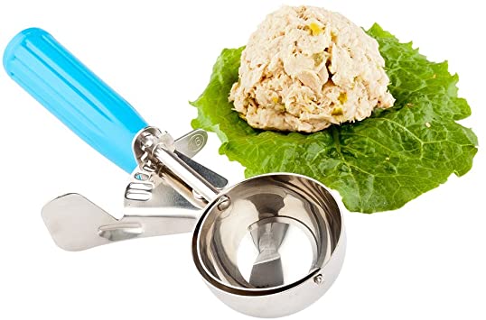 #16 (2.75 oz) Disher, Scoop, Food Scoop, Ice Cream Scoop, Portion Control - Blue Handle, Stainless Steel, Met Lux - 1ct Box - Restaurantware