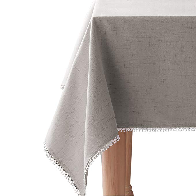 Lenox French Perle Solid 60"x84" Oblong Tablecloth, Dove Grey