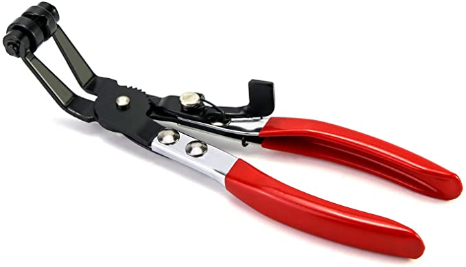 QWORK Angled Hose Clamp Pliers, Locking Car Water Pipe Removal Tool for Removal and Installation of Hose Clamps, 1 piece