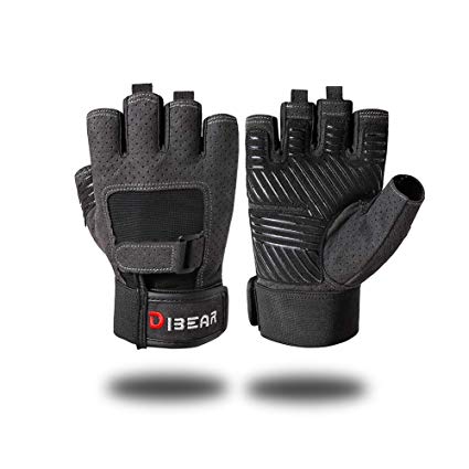 DIBEAR Workout Gloves for Women and Men, Breathable and Anti-Slip Half Finger Gym Gloves, Training Gloves with Wrist Support for Fitness Exercise Weight Lifting
