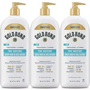 Gold Bond Pure Moisture Lotion, 20 oz (Pack of 3), Ultra-lightweight Daily Body & Face Lotion