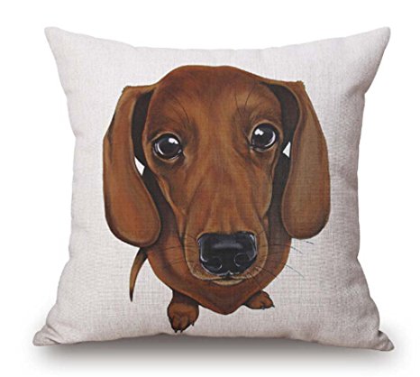 Animal Pet dog Beagle Dachshund Throw Pillow Cover Cushion Case Cotton Linen Material Decorative 18 " Square (2)