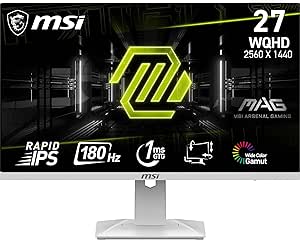 MSI MAG 274QRFW écran gaming 27 pouces WQHD - Dalle Rapid IPS 2560 x 1440, 180 Hz / 1ms GtG, gamme de couleurs sRGB 123%, design sans bordure, DisplayHDR 400 - DisplayPort 1.4a, HDMI 2.0b