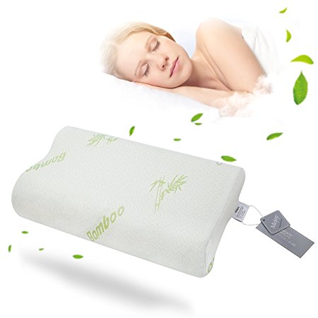 Contoured Support Pillows, MEJOY Memory Foam Pillows, Cervical Neck Support for Neck Pain Relief, Headache Relief, Sleep Right Positioner, Breathable Cushion