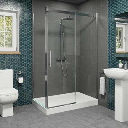 Frameless Sliding Shower Enclosure 1000x800mm Easy Plumb Tray 8mm Glass Bathroom