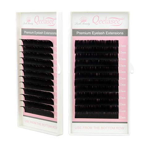 Matte Mink Ellipse Flat Eyelash Extensions 0.20mm thickness C curl 8-15MM Mixed Trays Super Soft for Professional Salon Use by Qeelasee