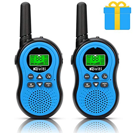 Koviti Kids Walkie Talkies 2 Way Radio 22 Channel Range Up to 2Miles UHF Walkie Talkies Toy Gift for Kids (Blue,2 Pack)
